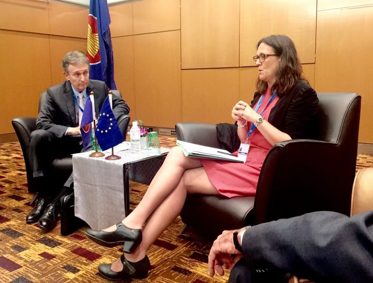 Meeting with Trade Commissioner  Malmstrom and EU –ASEAN Business Council  on Saturday 25 April 2015
