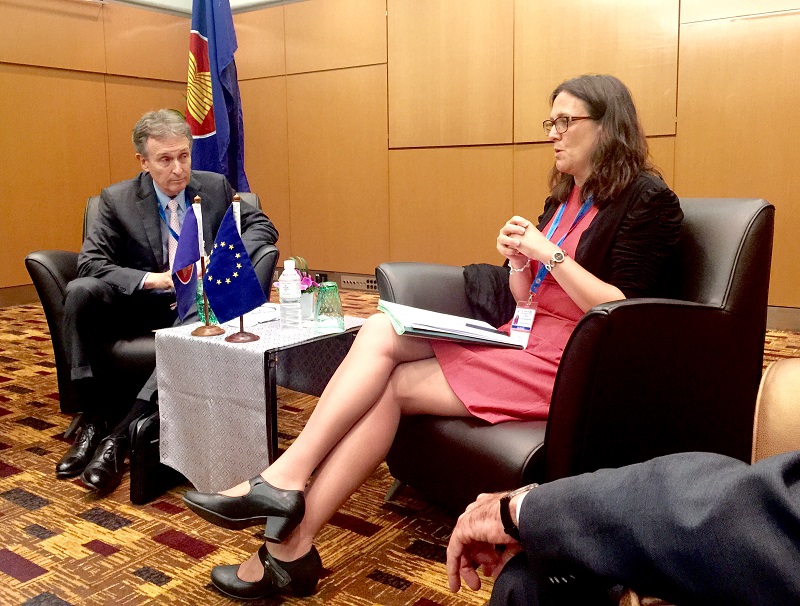 Meeting with Trade Commissioner  Malmstrom and EU –ASEAN Business Council  on Saturday 25 April 2015