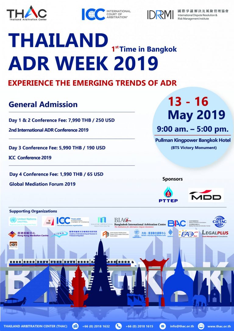 The 2nd International ADR Conference 2019, ICC – THAC Arbitration Conference 2019