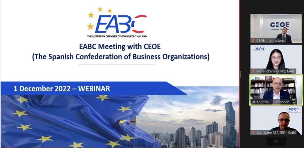 EABC had a meeting with The Spanish Confederation of Business Organizations (CEOE) via Zoom on On 1 December 2022