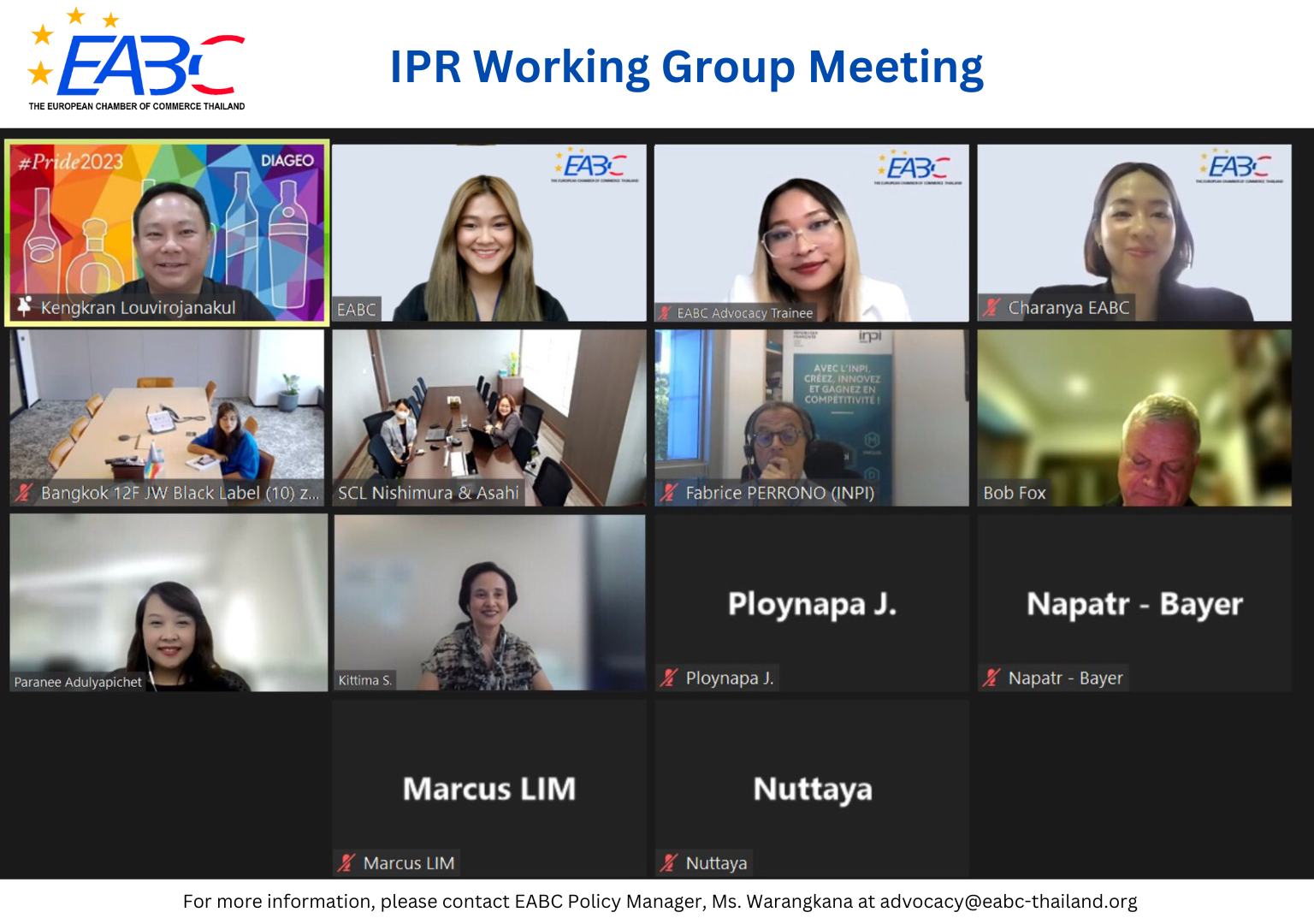 EABC Intellectual Property Rights Working Group Meeting #6 EABC Intellectual Property Rights Working Group Meeting #6