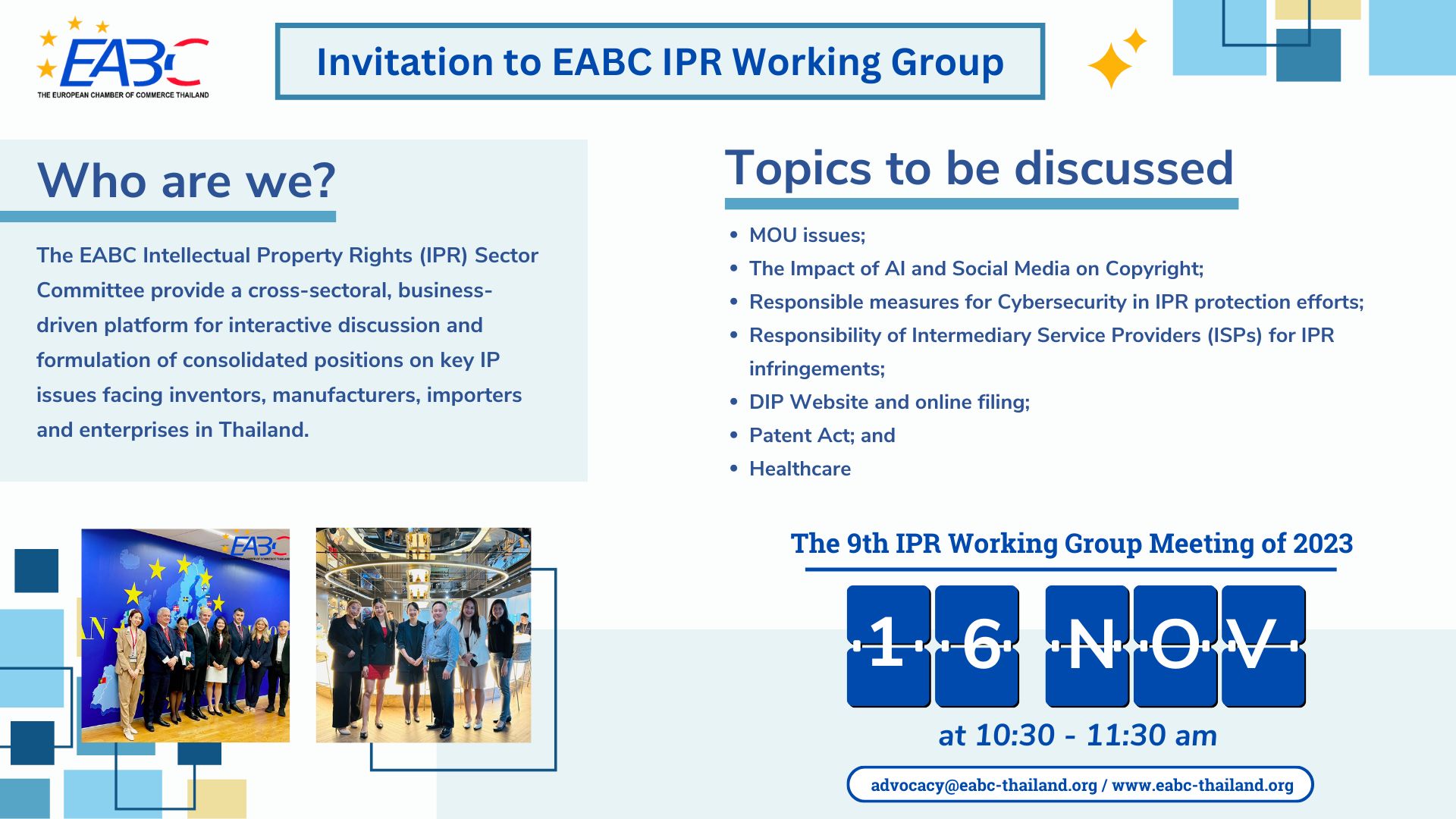 Invitation to EABC IPR Working Group Meeting for EABC Members